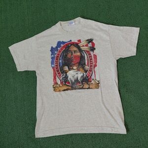 VINTAGE 1997 American Heritage Native American Buffalo 90's Indian Animal Nature